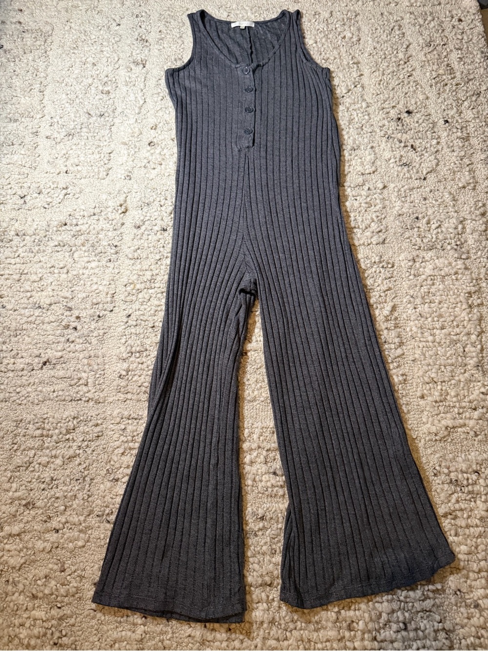 Z Supply Charcoal Ribbed Tank Jumpsuit